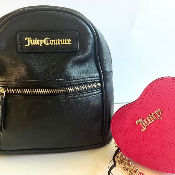 JUICY COUTURE Black Mini Backpack and Pink Heart Wallet Set - Picture 3 of 16